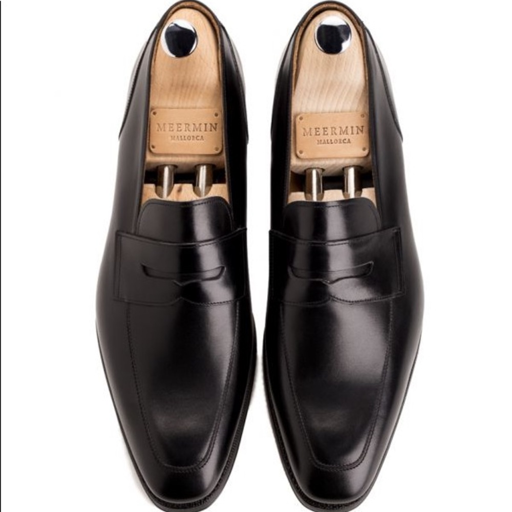 Black Calf Fine Leather Men’s Loafers - Size 10.5